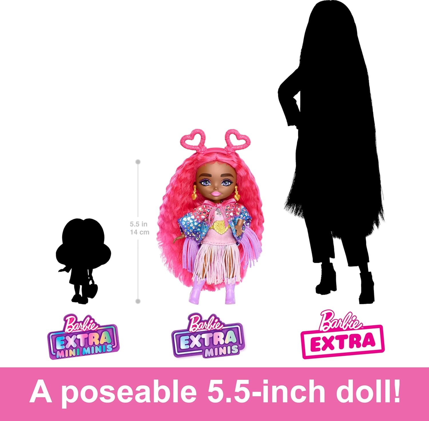 imageBarbie Extra Fly Minis Travel Doll Desert Festival Look with Magenta Hair in Fringe Jacket Dress amp Accessories 55inchDesert