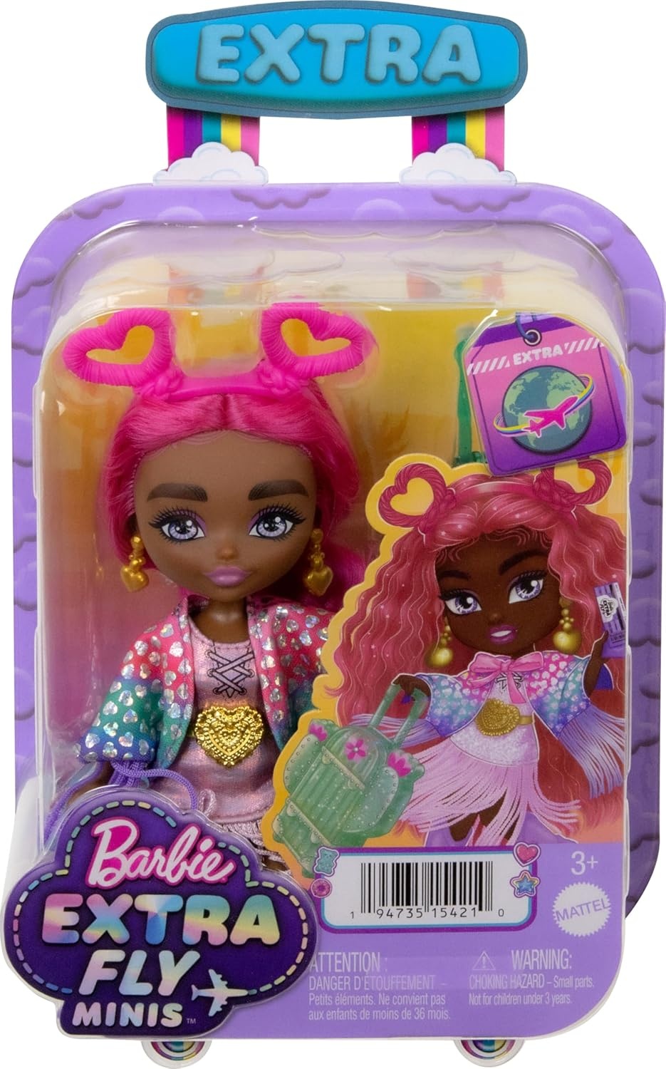 imageBarbie Extra Fly Minis Travel Doll Desert Festival Look with Magenta Hair in Fringe Jacket Dress amp Accessories 55inchDesert