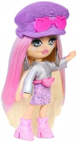 imageBarbie Extra Mini Minis Travel Doll with Blue Hair Ombre Sweater Dress Pastel Earmuffs Snow Boots amp Snow Accessories 325inchDesert