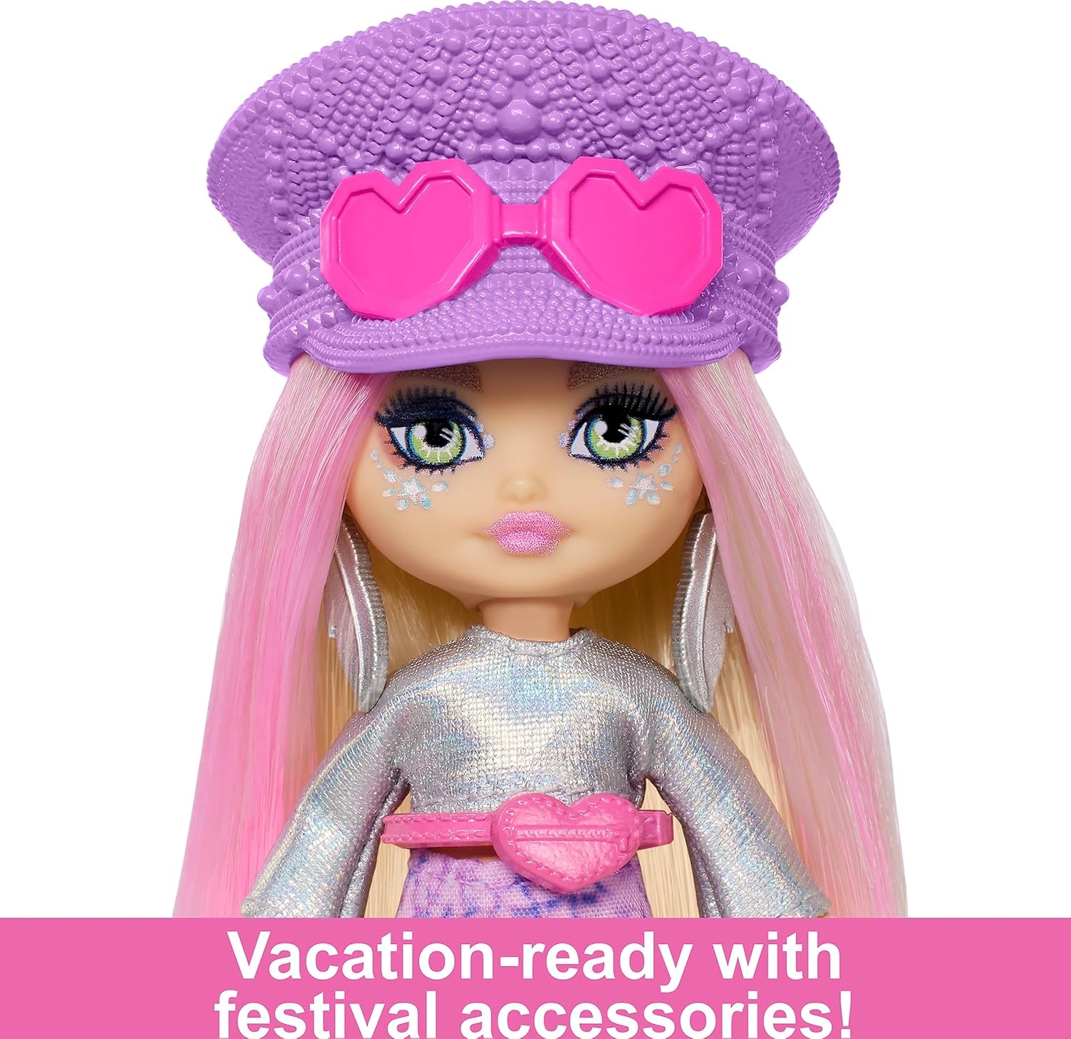 imageBarbie Extra Mini Minis Travel Doll with Blue Hair Ombre Sweater Dress Pastel Earmuffs Snow Boots amp Snow Accessories 325inchDesert
