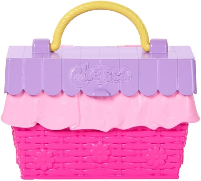 imageBarbie Family amp Friends Club Chelsea PopUp Tea Party Playset with Blonde Small Doll Transforming Picnic Basket amp 10 Accessories