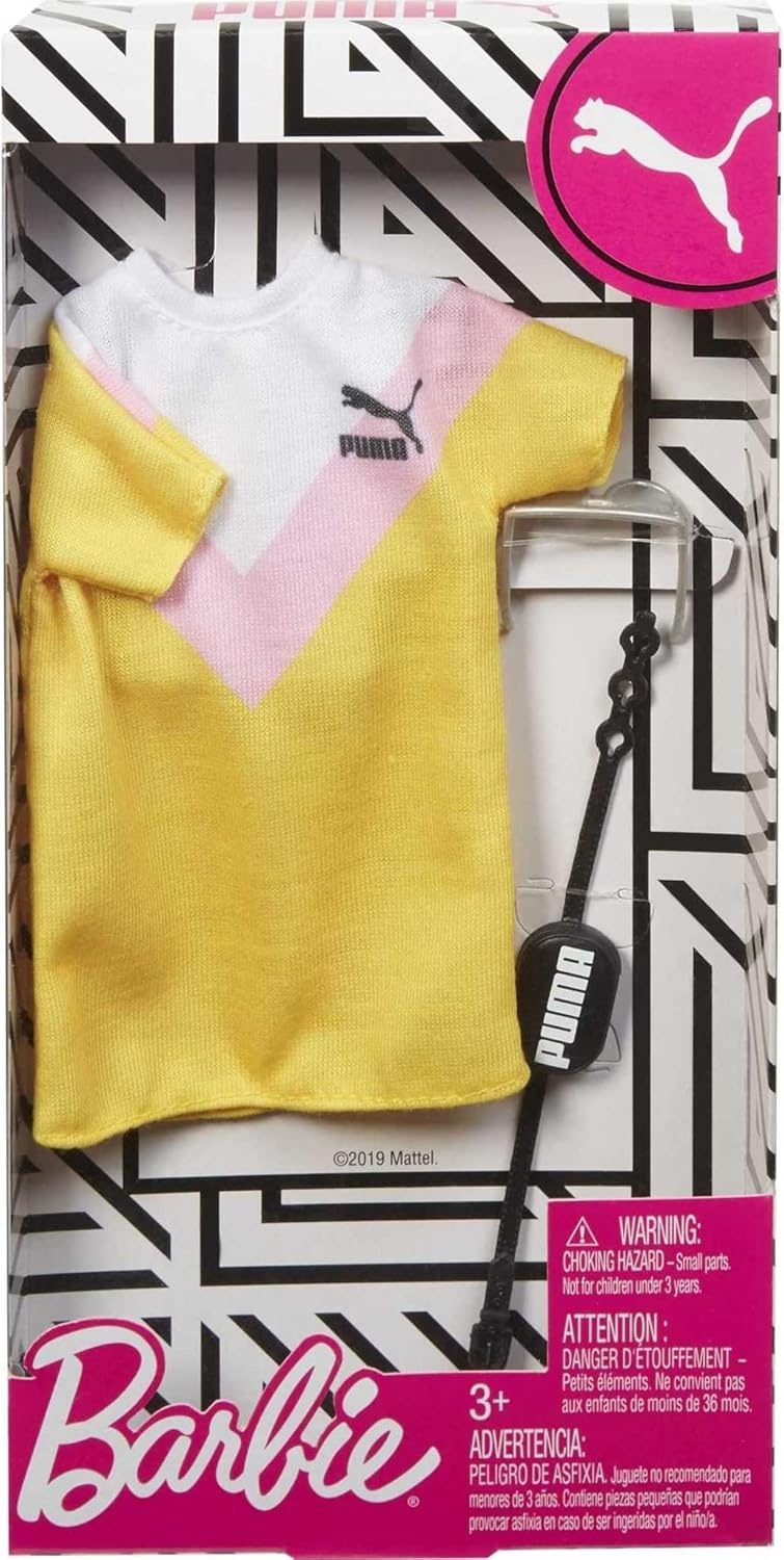 imageBarbie Fashion Pack of Puma Branded Doll Clothes amp Accessories Collectible Set Includes Striped TShirt Dress Fanny Pack amp Sunglasses