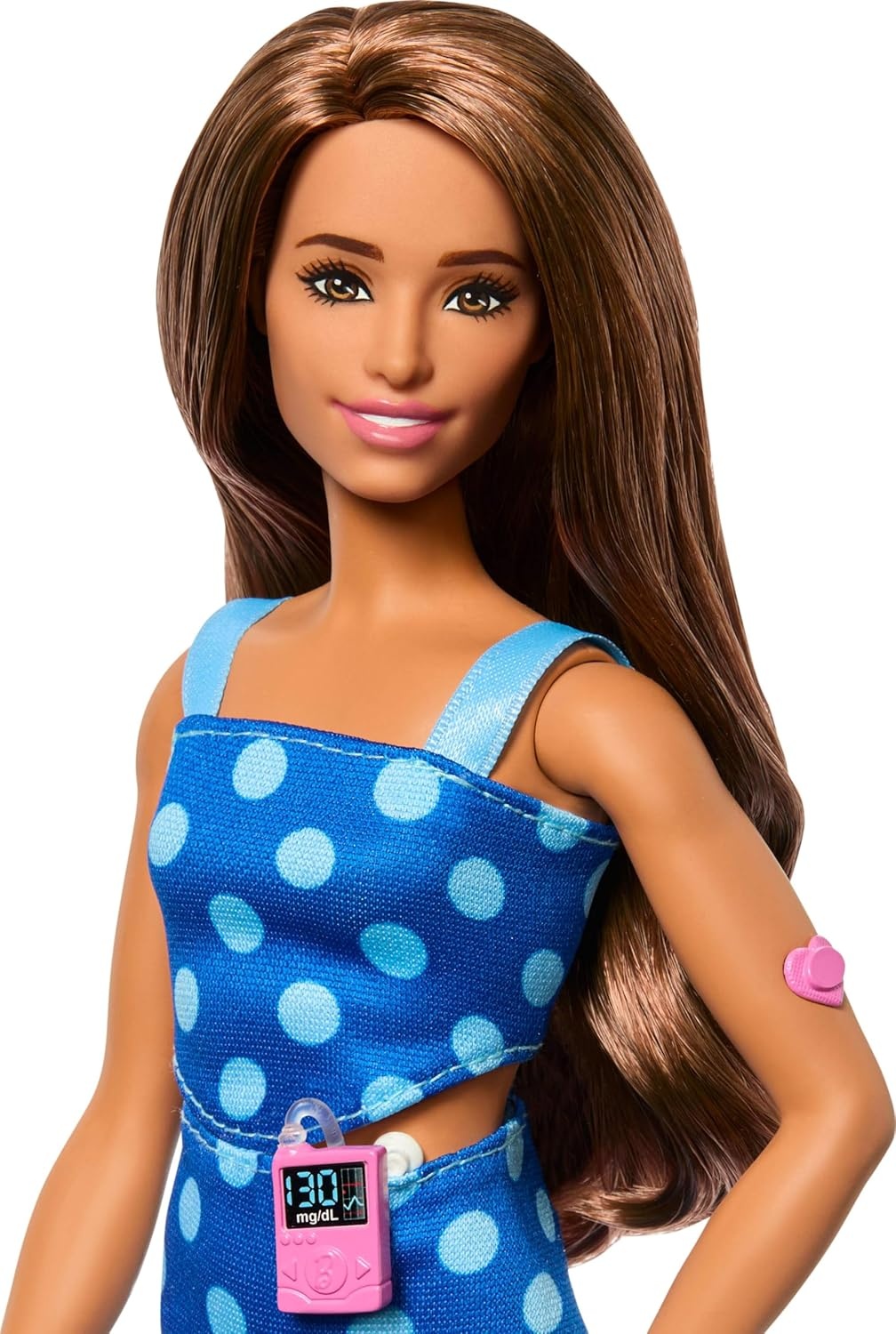 imageBarbie Fashionistas Doll 242 Doll with Type 1 Diabetes Wearing Polka Dot Outfit and Accessories in Partnership with Breakthrough T1D