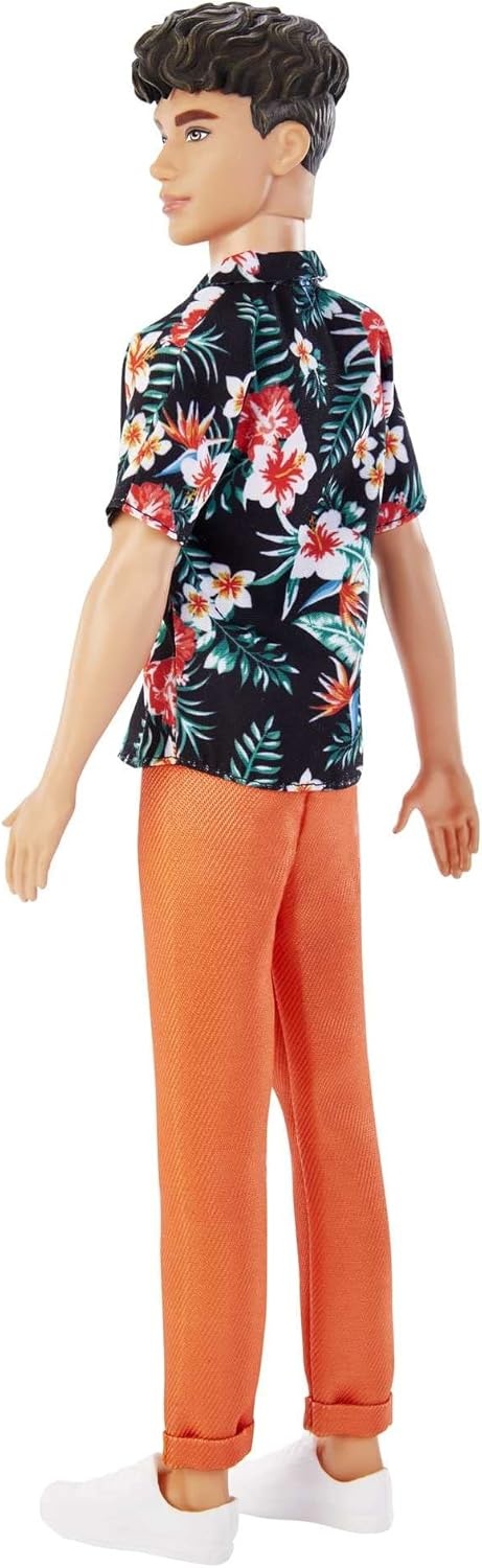 imageBarbie Fashionistas Ken Doll 184 with Brown Cropped Hair Wearing Hawaiian Shirt Orange Pants amp White Deck Shoes1 Count Pack of 1