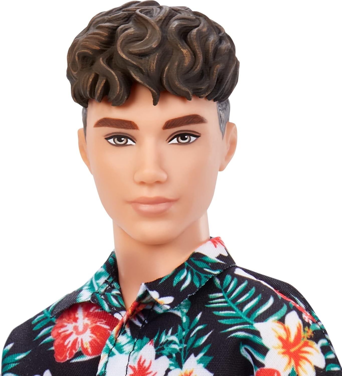 imageBarbie Fashionistas Ken Doll 184 with Brown Cropped Hair Wearing Hawaiian Shirt Orange Pants amp White Deck Shoes1 Count Pack of 1