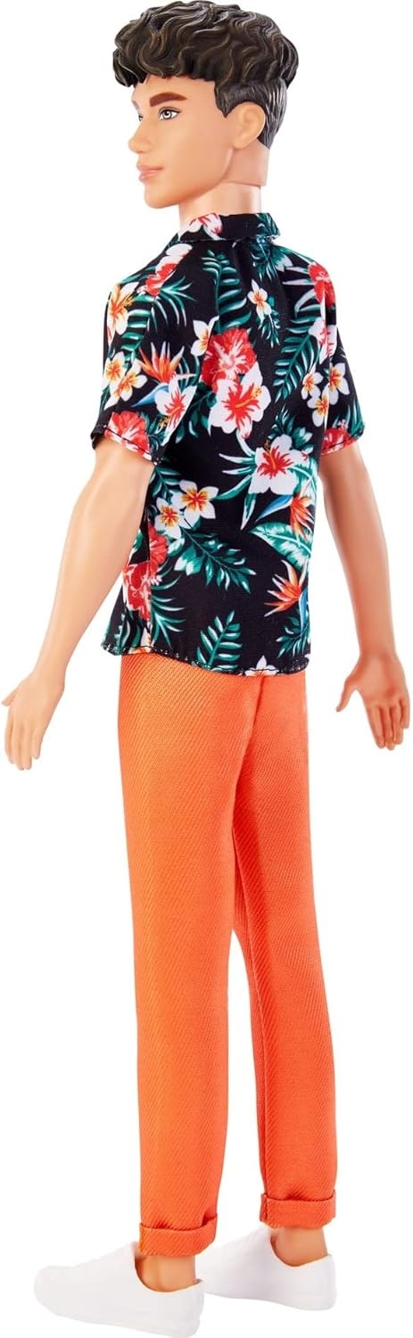 imageBarbie Fashionistas Ken Doll 184 with Brown Cropped Hair Wearing Hawaiian Shirt Orange Pants amp White Deck Shoes1 Count Pack of 1