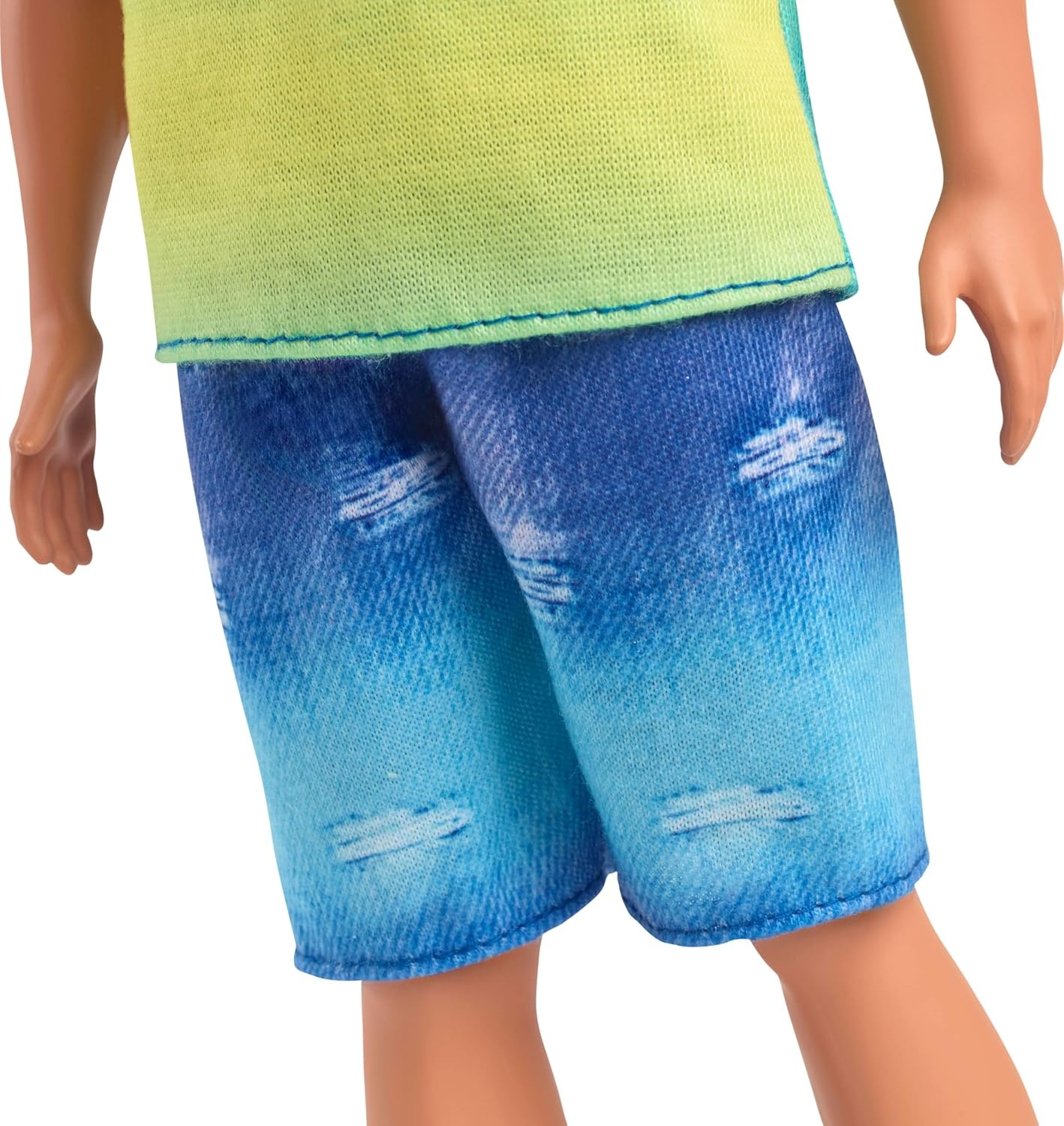 imageBarbie Fashionistas Ken Doll 236 with Black Hair Wearing Blue and Green Ombre Tank with Jean Shorts and Silver Sneakers