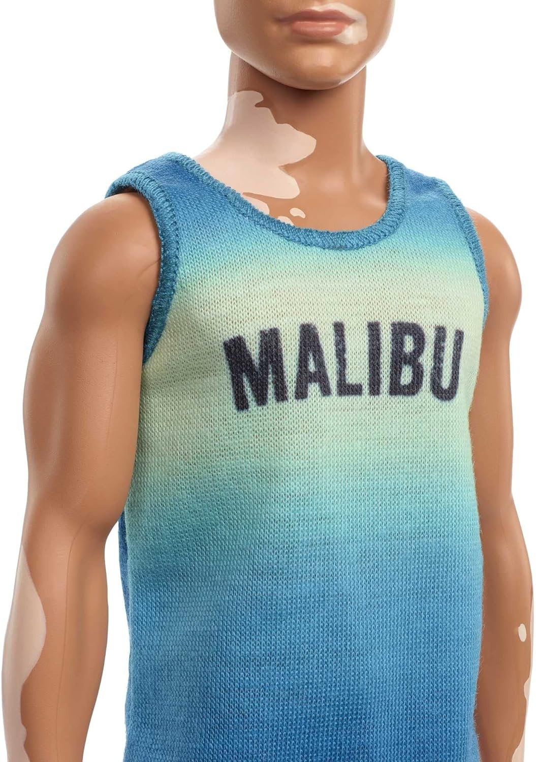 imageBarbie Fashionistas Ken Fashion Doll 192 with Brunette Cropped Hair amp Vitiligo in Malibu Tank Shorts amp Sandals