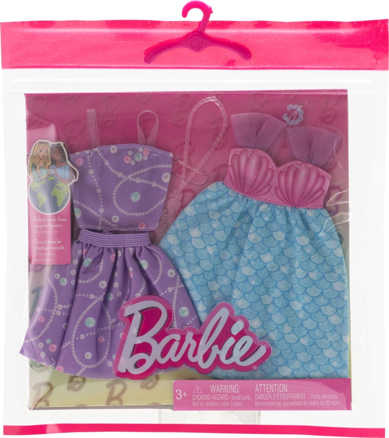 imageBarbie Fashions Clothing Set 2 Outfits for Fashion Doll Include MermaidThemed Dress Top amp Skirt amp 2 Accessories