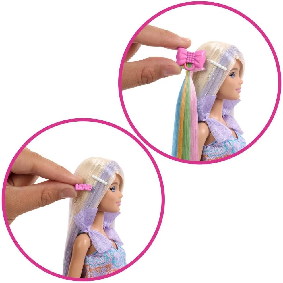 imageBarbie Fun amp Fancy Doll amp Accessories Blonde Fashion Doll with ExtraLong Hair amp 2 Looks Including Silver Metallic Dress amp Hair Extension