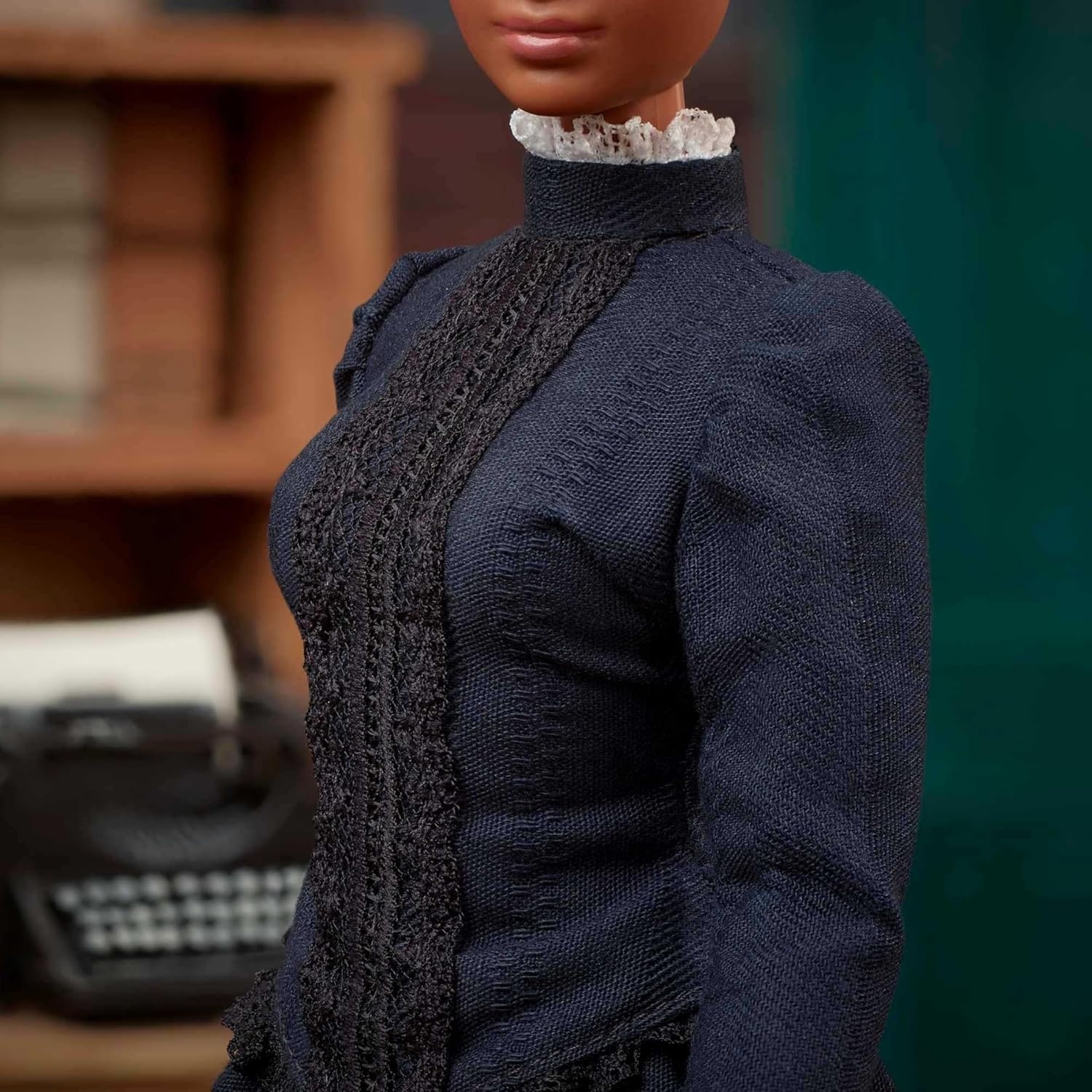 imageBarbie Inspiring Women Doll Ida B Wells Collectible with Blue Dress amp Newspaper Accessory