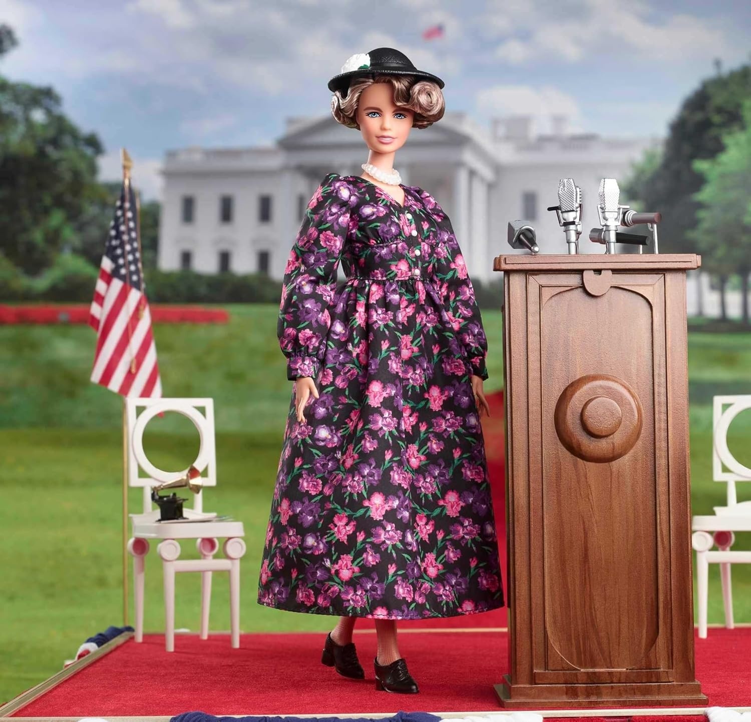 imageBarbie Inspiring Women Eleanor Roosevelt Doll 12inch Wearing Floral Dress with Doll Stand amp Certificate of Authenticity Gift for Kids amp Collectors
