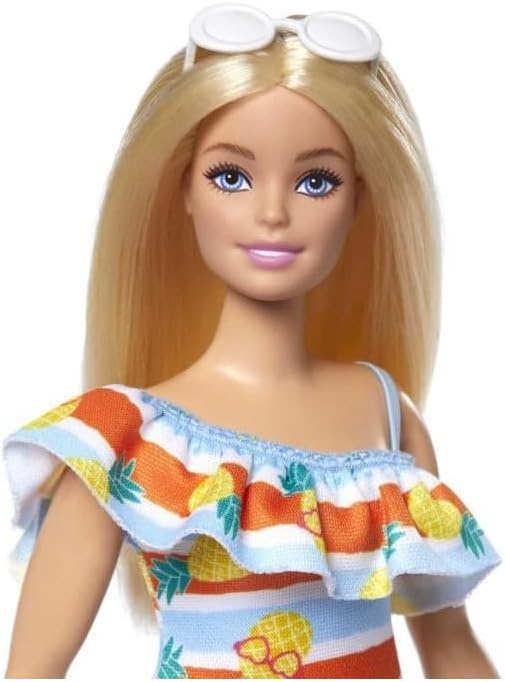 imageBarbie Loves the Ocean Doll with Natural Black Hair Wearing Pineapple Dress amp Accessories Fashion Doll amp Clothes Made from Recycled PlasticsMulticolor