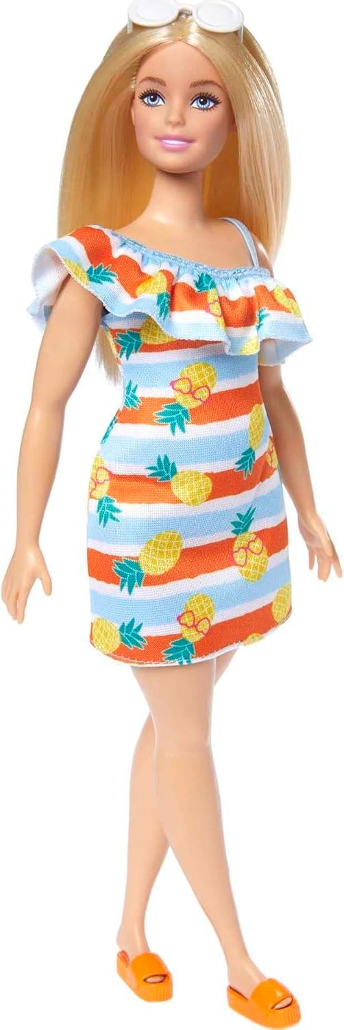 imageBarbie Loves the Ocean Doll with Natural Black Hair Wearing Pineapple Dress amp Accessories Fashion Doll amp Clothes Made from Recycled PlasticsMulticolor