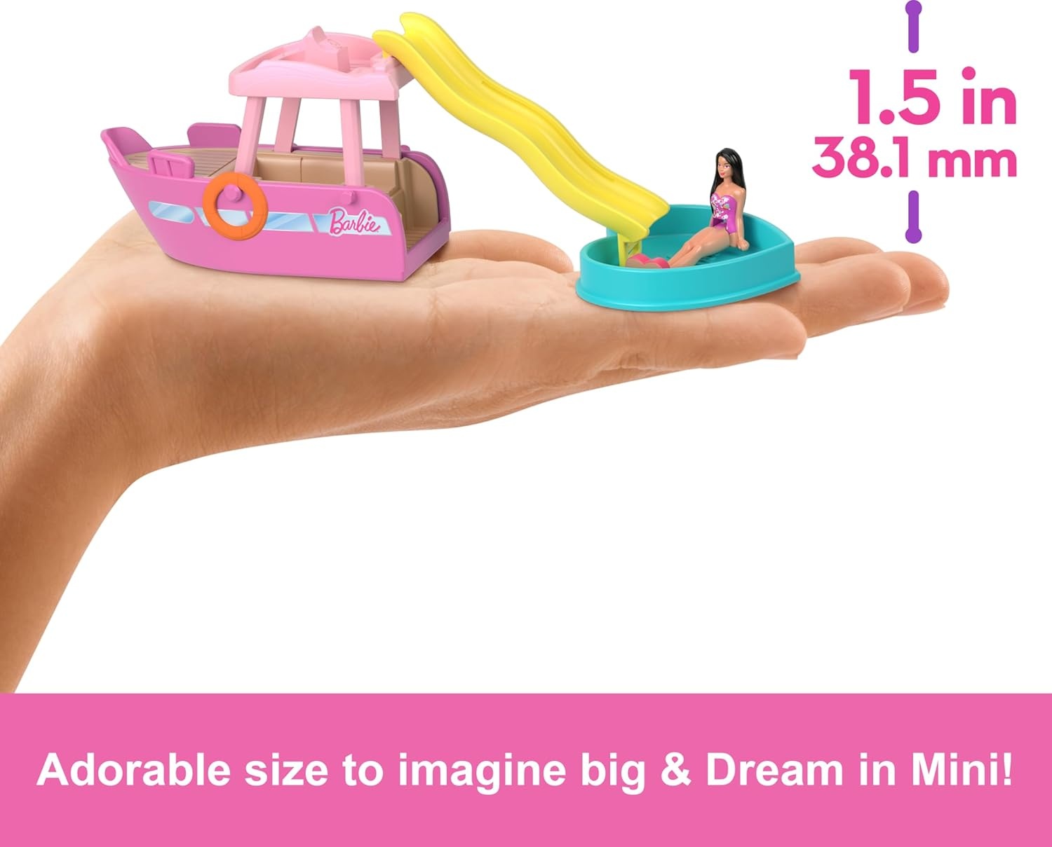 imageBarbie Mini BarbieLand Playsets with Toy Vehicle amp 15inch Doll Dream Boat with ColorChange Surprise