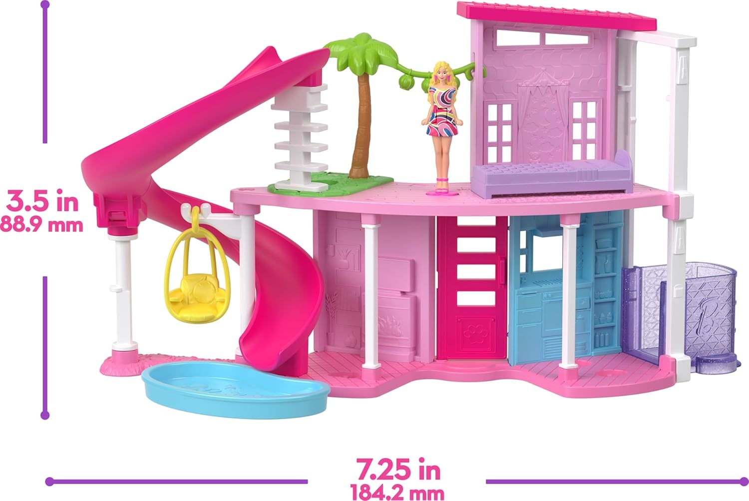 imageBarbie Mini Land DreamHouse amp 3 Playsets with 4 15Inch Dolls Doll House Furniture amp Accessories Includes Pet Boutique Hair Salon amp Supermarket