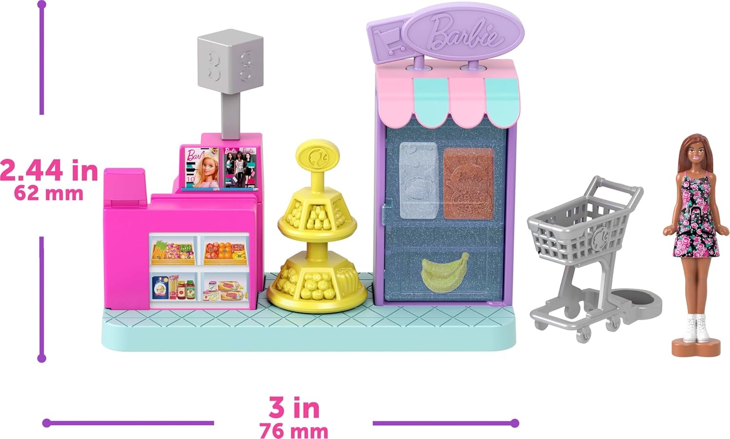 imageBarbie Mini Land DreamHouse amp 3 Playsets with 4 15Inch Dolls Doll House Furniture amp Accessories Includes Pet Boutique Hair Salon amp Supermarket