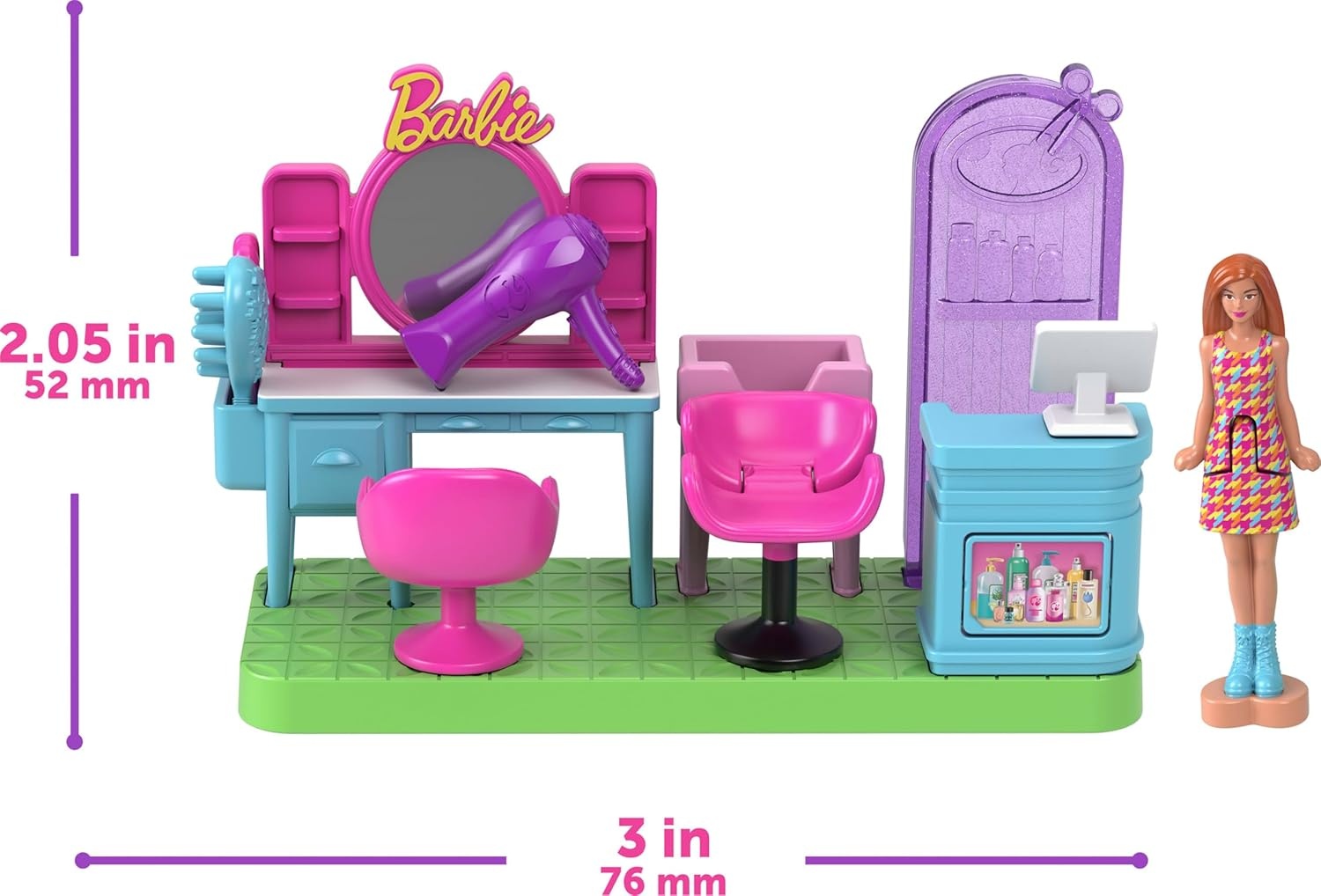 imageBarbie Mini Land DreamHouse amp 3 Playsets with 4 15Inch Dolls Doll House Furniture amp Accessories Includes Pet Boutique Hair Salon amp Supermarket