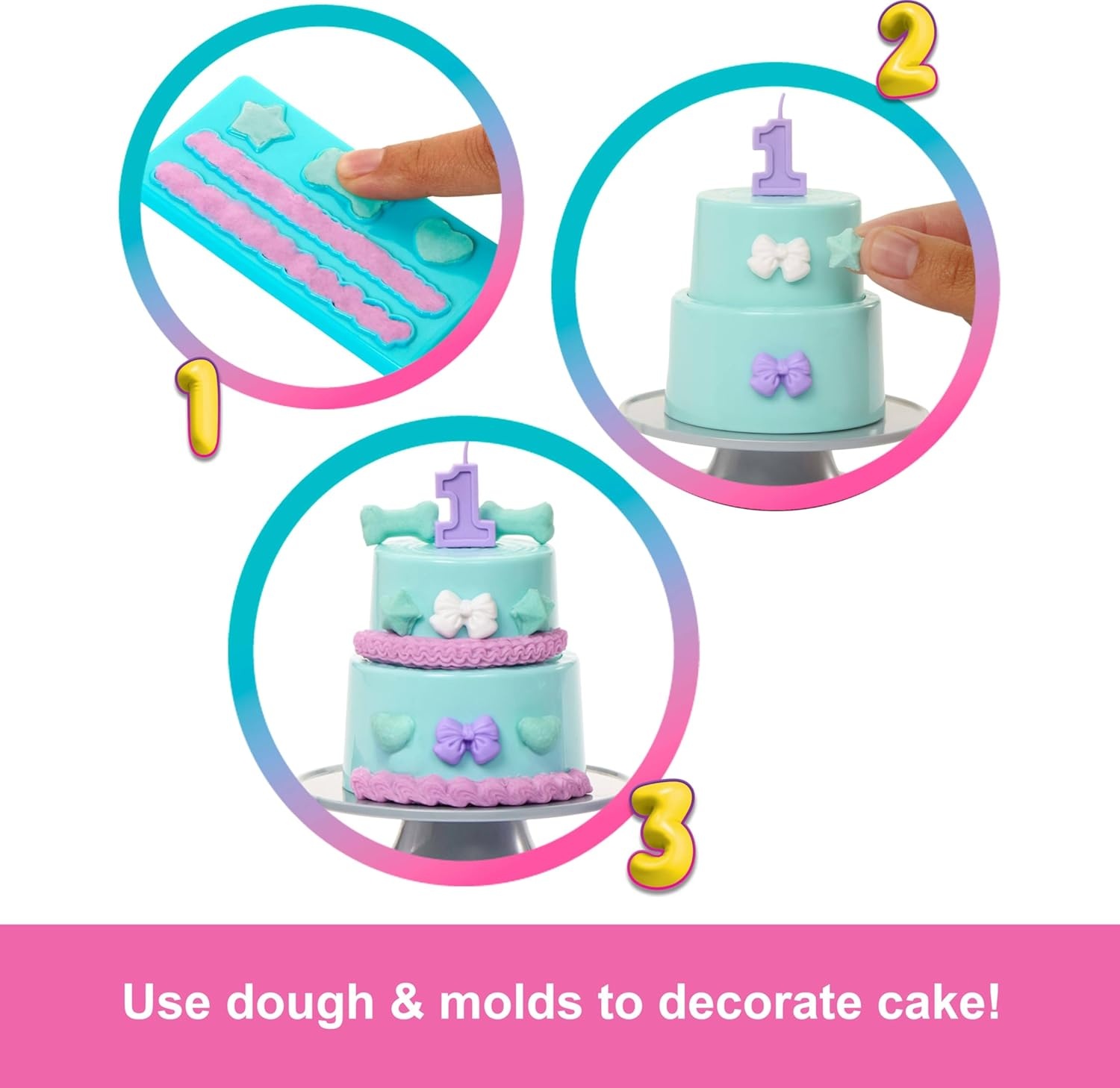 imageBarbie Party Unboxed Doll amp Accessories Pet Birthday Series Party Stars Set with 10 Surprises Including Color Change amp CakeDecorating ActivityMulticolor