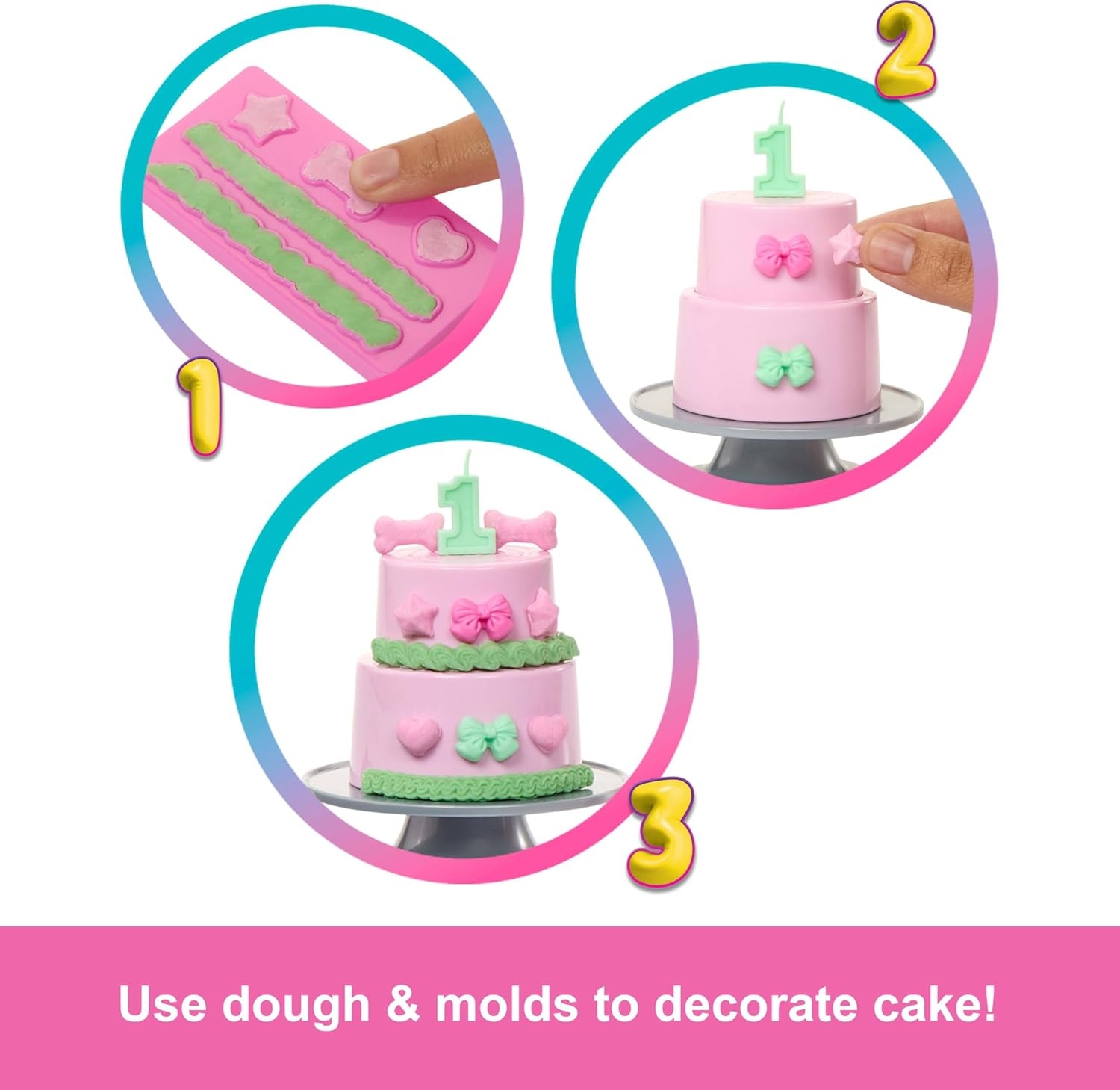 imageBarbie Party Unboxed Doll amp Accessories Pet Birthday Series Shimmerin Hearts Set with 10 Surprises Including Color Change amp CakeDecorating Activity