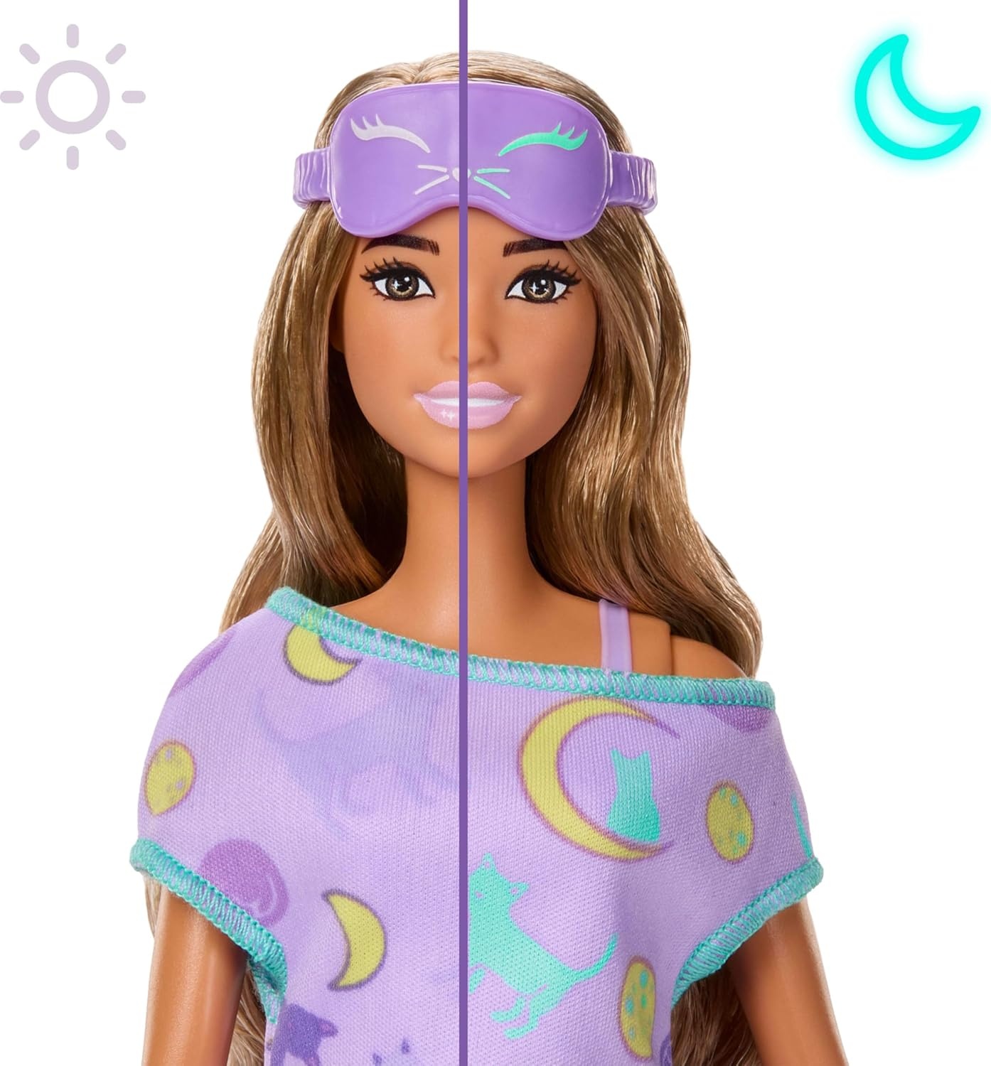 imageBarbie Party Unboxed Doll amp Accessories Sleepover Reveal Series with 7 Surprises Including GlowinTheDark Activity Blue Pajama DollPurple