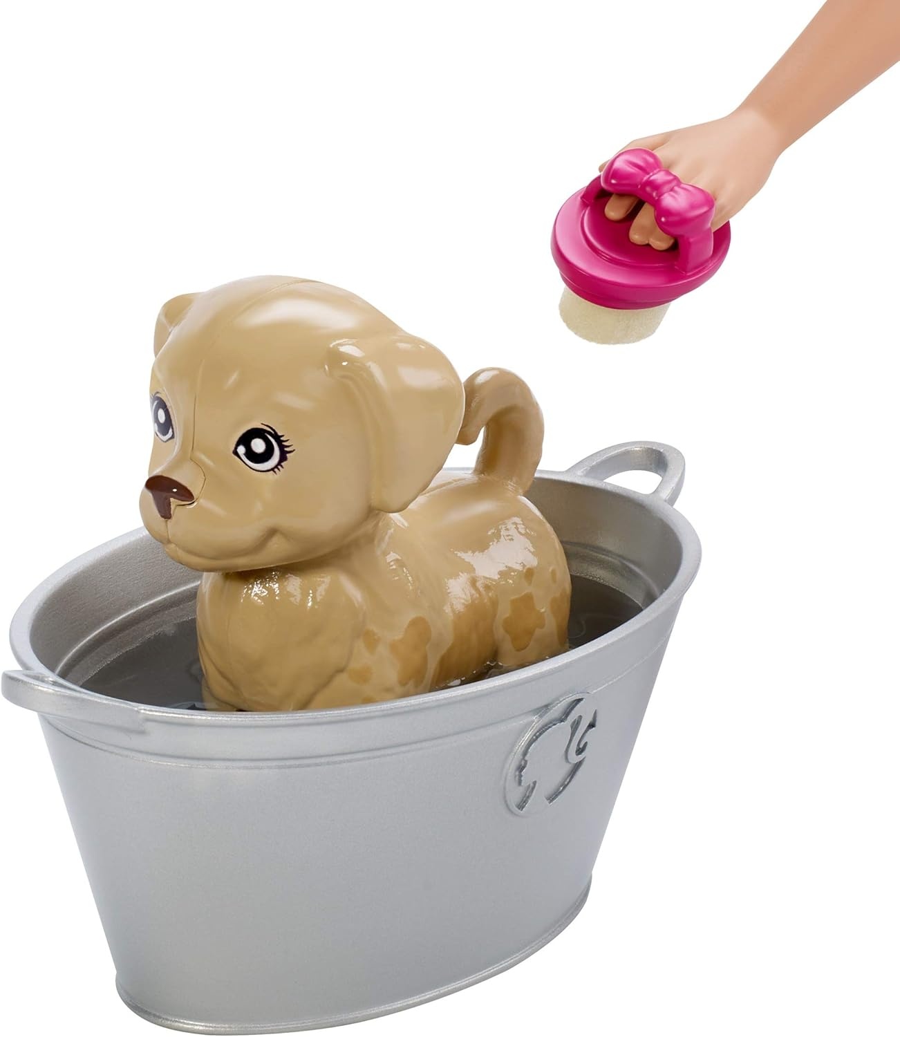 imageBarbie Play n Wash Pets Playset with 3 ColorChange Animals amp 10 Toy Accessories Blonde Fashion Doll with Blue EyesBlonde