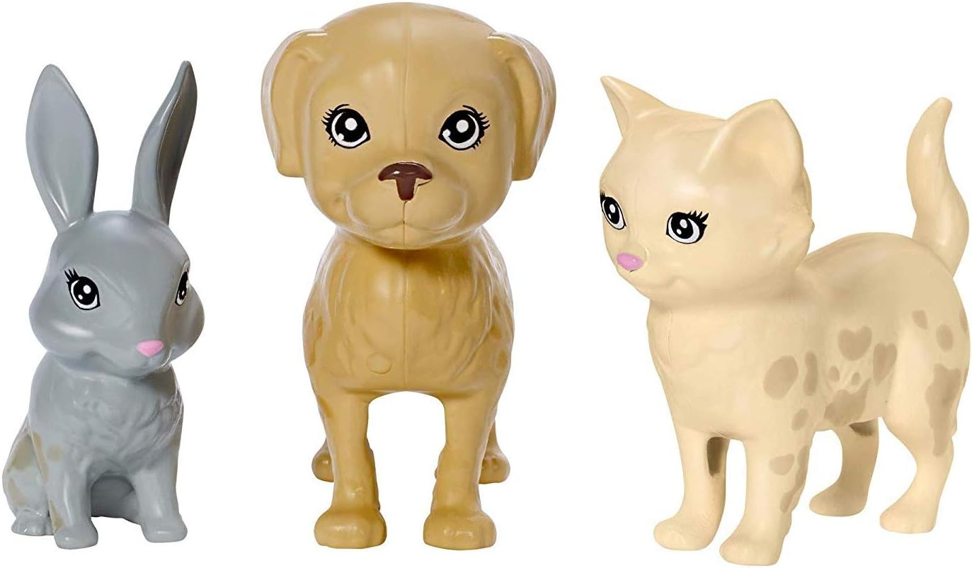 imageBarbie Play n Wash Pets Playset with 3 ColorChange Animals amp 10 Toy Accessories Blonde Fashion Doll with Blue EyesBlonde