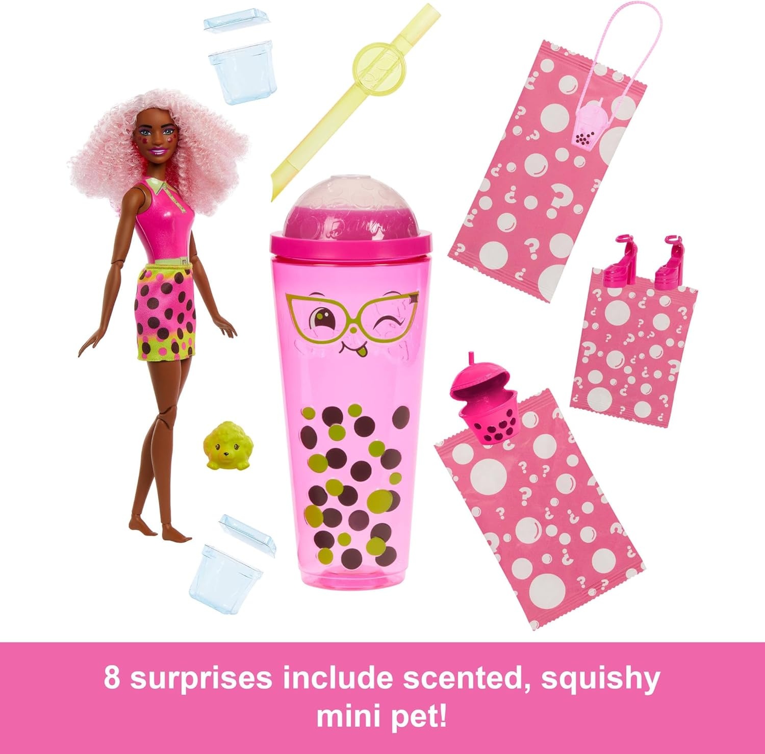 imageBarbie Pop Reveal Bubble Tea Series Doll amp Accessories with Pet 8 Surprises Include Color Change Cup with Storage Styles May VaryBerry Bliss