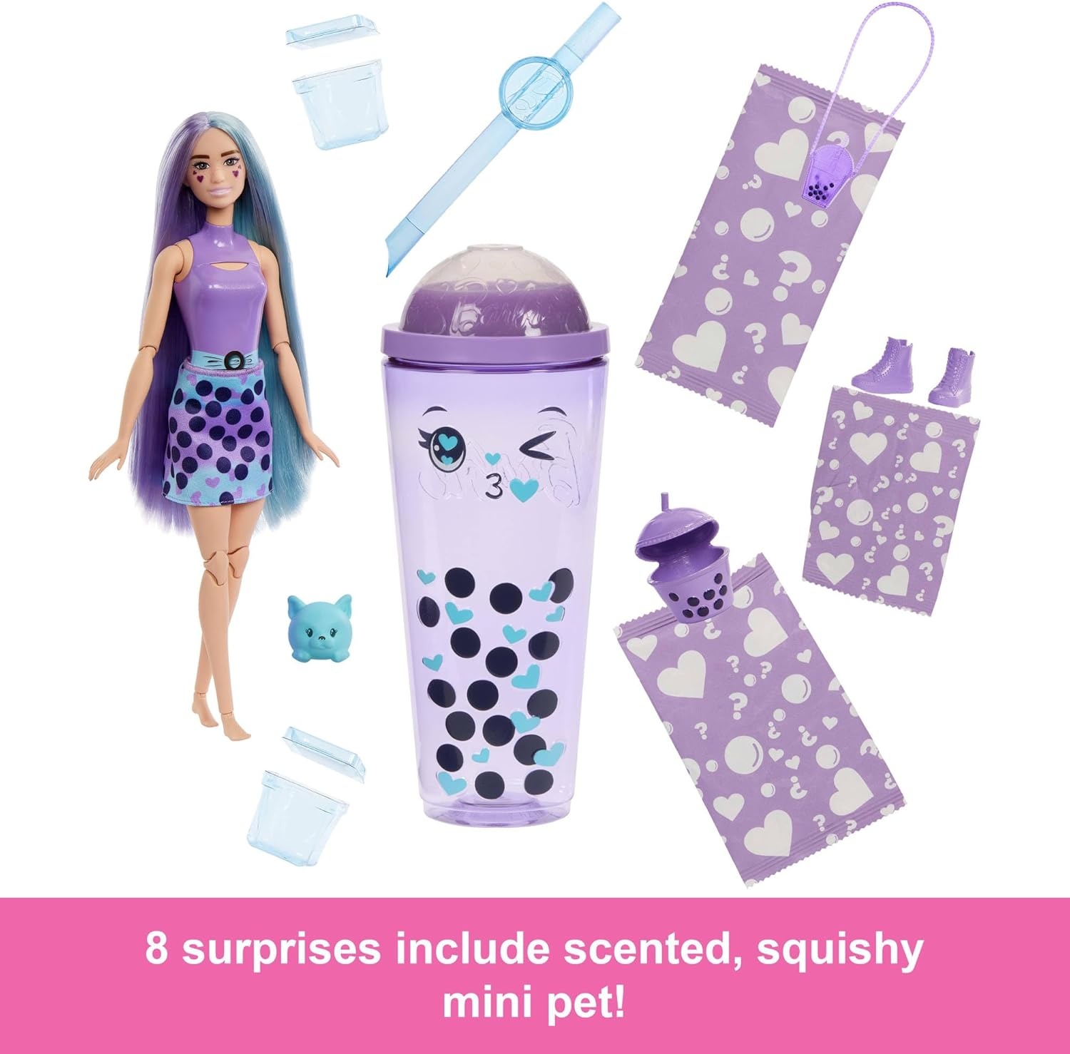 imageBarbie Pop Reveal Bubble Tea Series Doll amp Accessories with Pet 8 Surprises Include Color Change Cup with Storage Styles May VaryTaro Milk