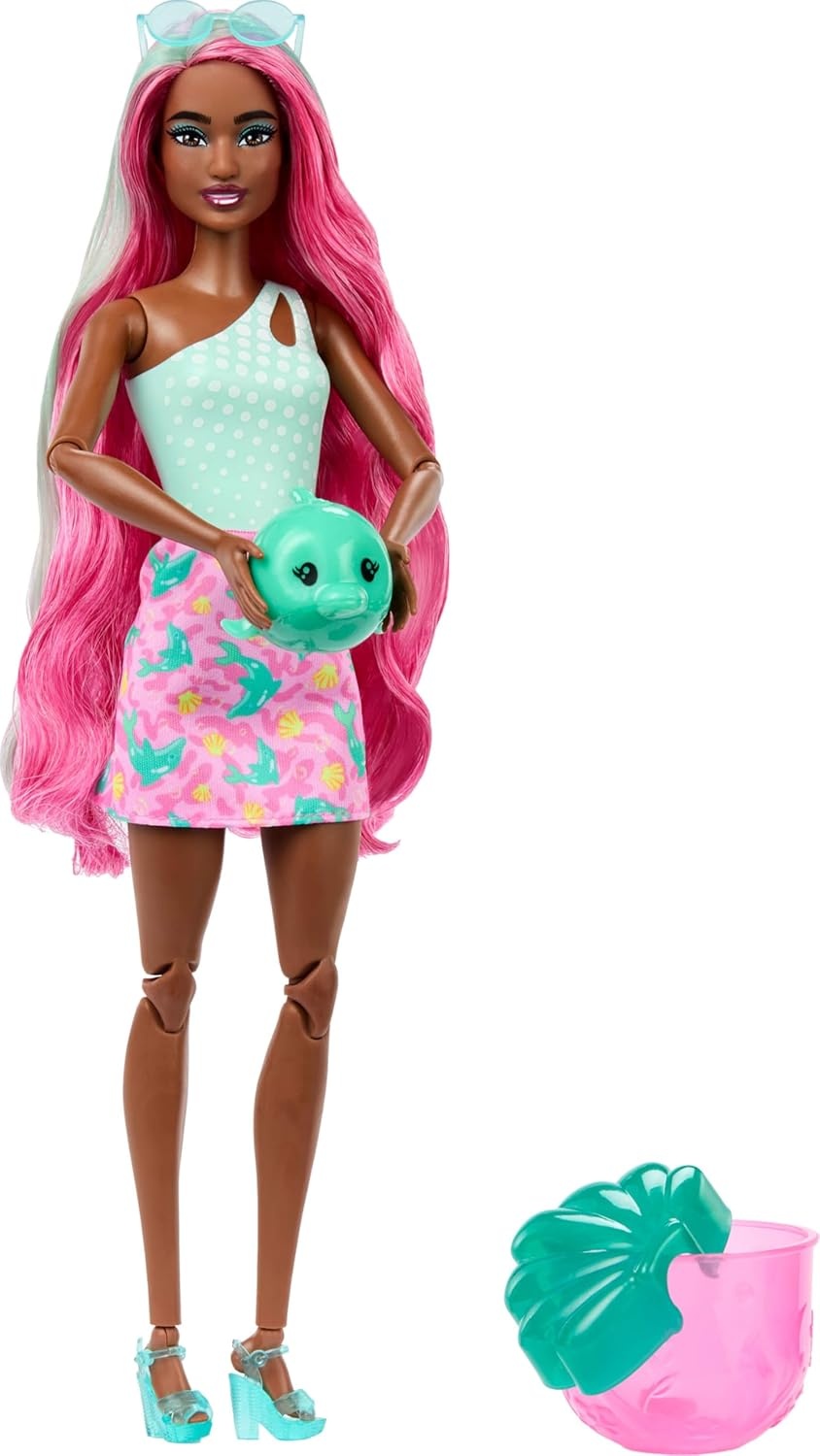 imageBarbie Pop Reveal Doll amp Accessories Sea Slushy Series Fashion Doll amp Pet 8 Surprises Includes Sensory Slime and Color Change HairPink