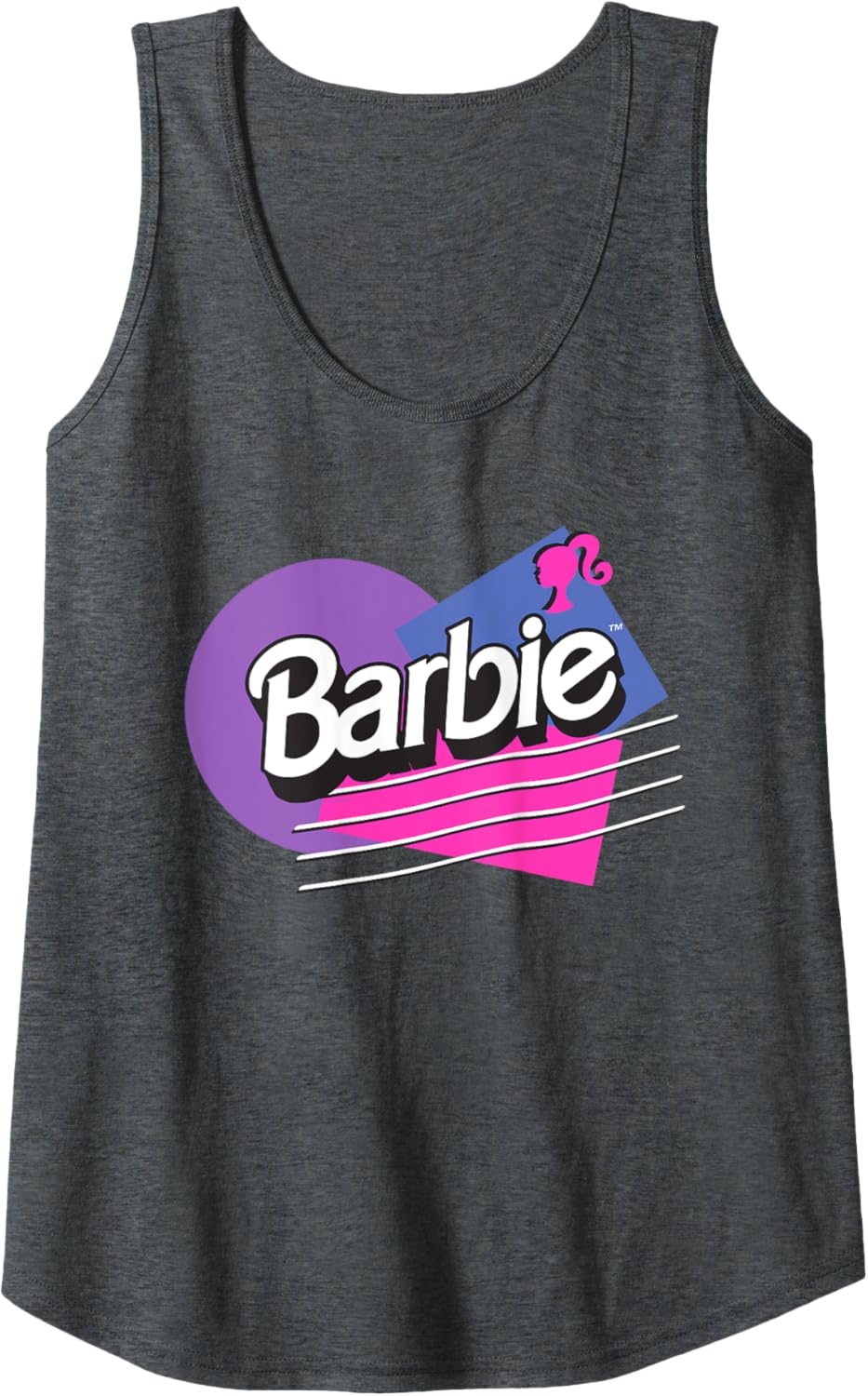 imageBarbie Retro Logo Tank TopDark Heather Grey