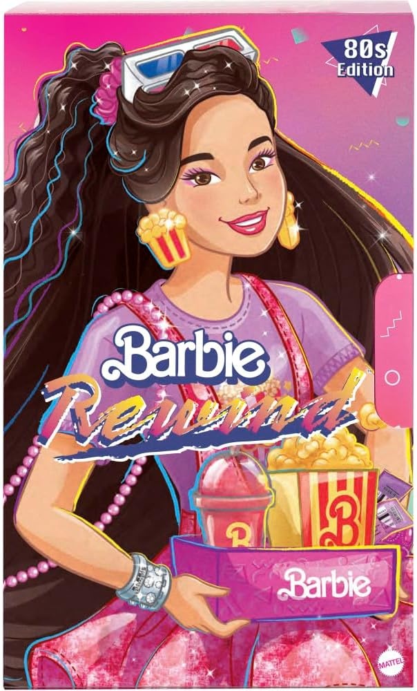 imageBarbie Rewind Doll amp Accessories with Curly Blonde Hair amp 1980sinspired Prom Queen Outfit Collectible amp DisplayableMovie Night