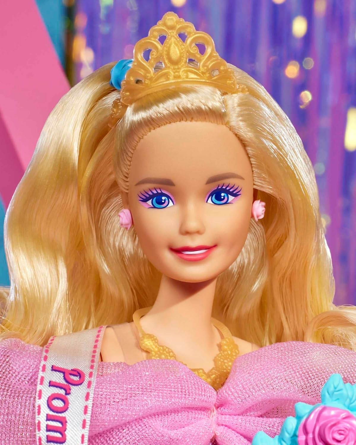 imageBarbie Rewind Doll amp Accessories with Curly Blonde Hair amp 1980sinspired Prom Queen Outfit Collectible amp DisplayableProm Night