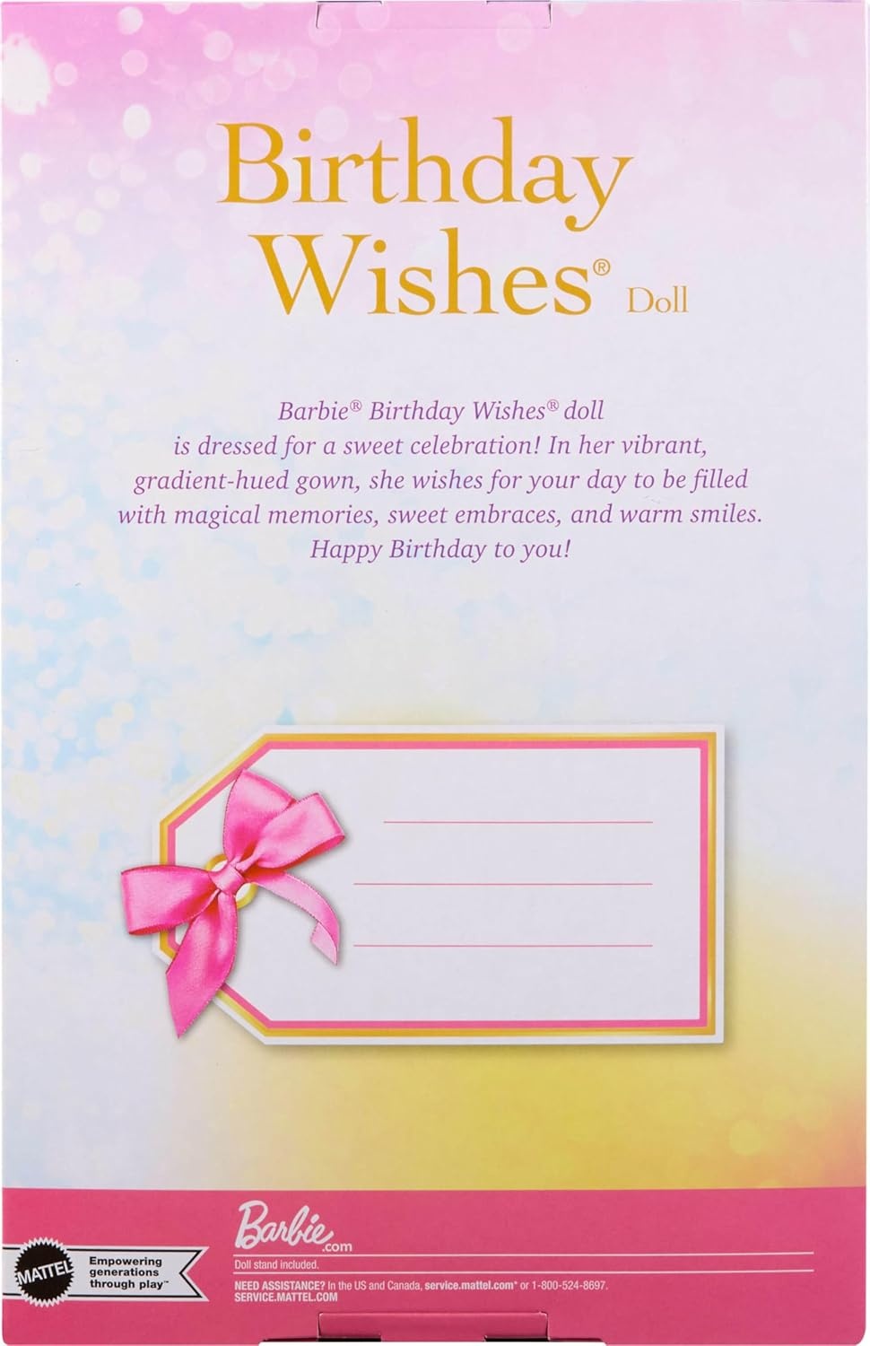 imageBarbie Signature Birthday Wishes Fashion Doll with Black Hair in Dress with Pastel Rainbow Effect Collectible Toy with Giftable Packaging