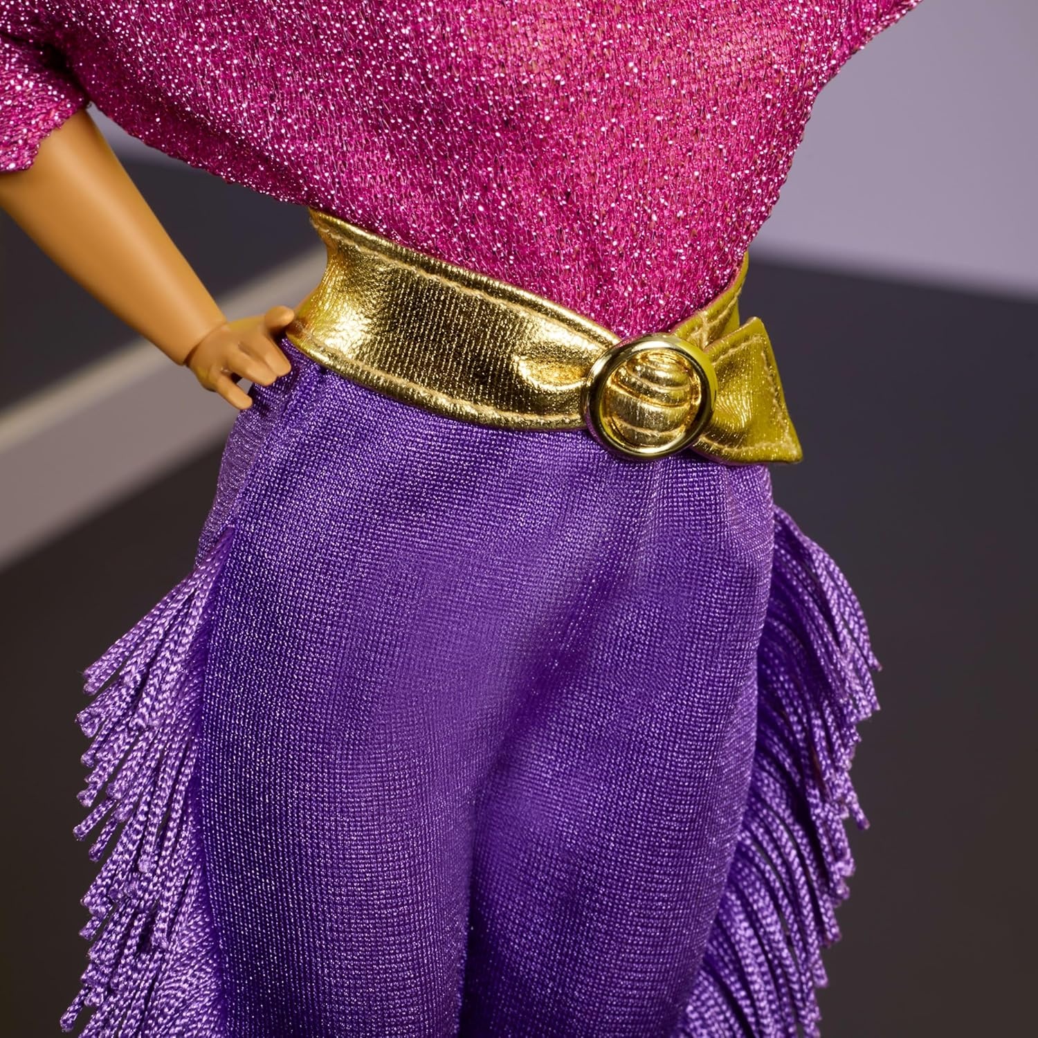 imageBarbie Signature Doll Debbie Allen Tribute Collection Posable Doll with OffShoulder Top Gold Belt and Purple Fringe Pants with Leg Warmers