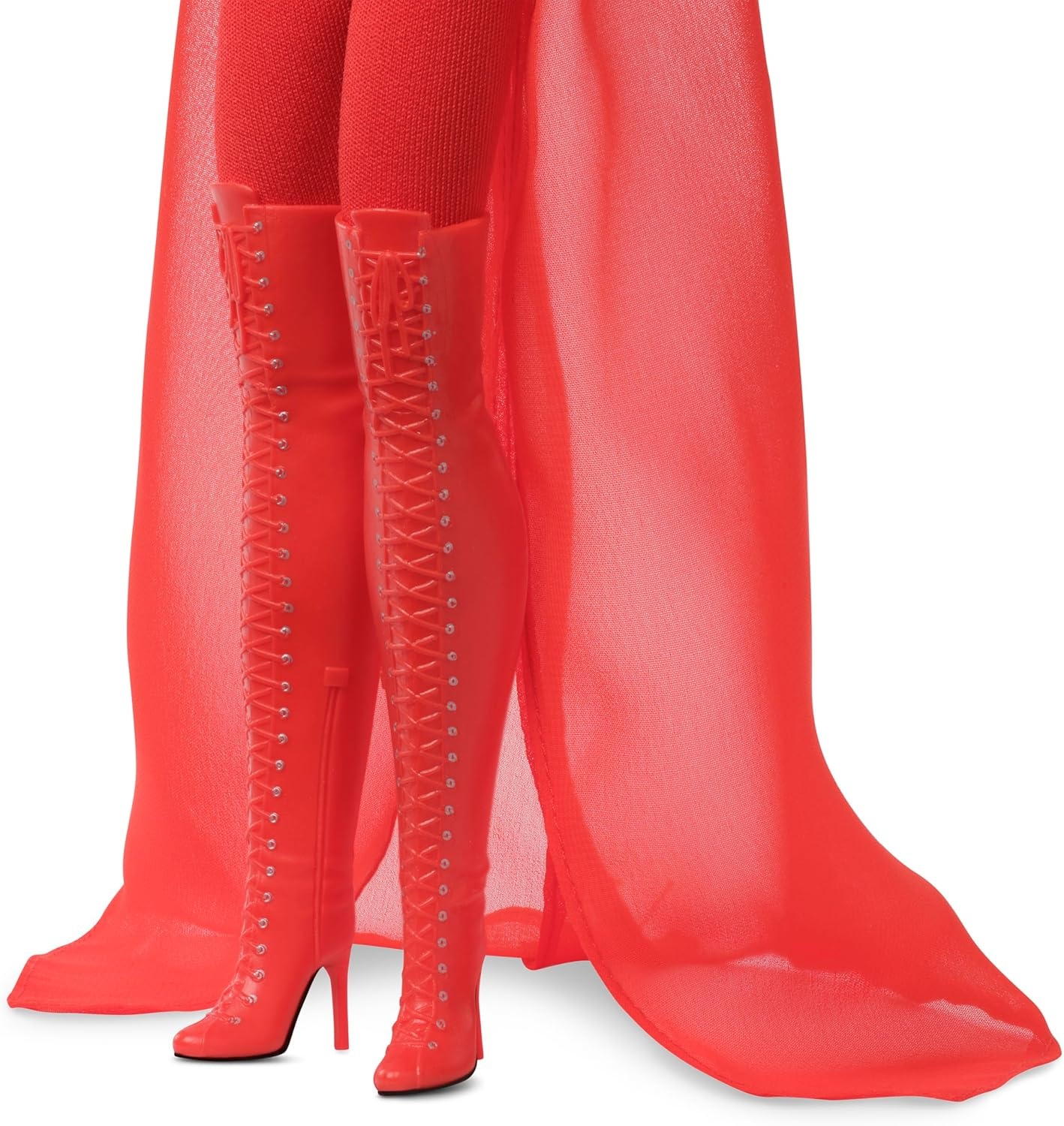 imageBarbie Signature Doll Kylie Minogue Posable Collectible in Padam Padam Music Video Outfit with Red Bodysuit Chiffon Cape and LaceUp Boots