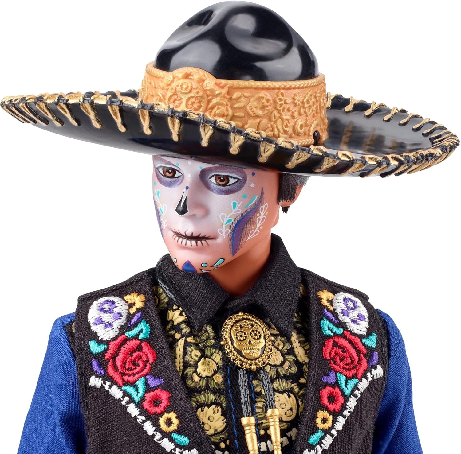 imageBarbie Signature Fashion Doll 2022 Da De Muertos Ken Collectible Wearing Shirt Vest amp Sombrero with Calavera Face Paint