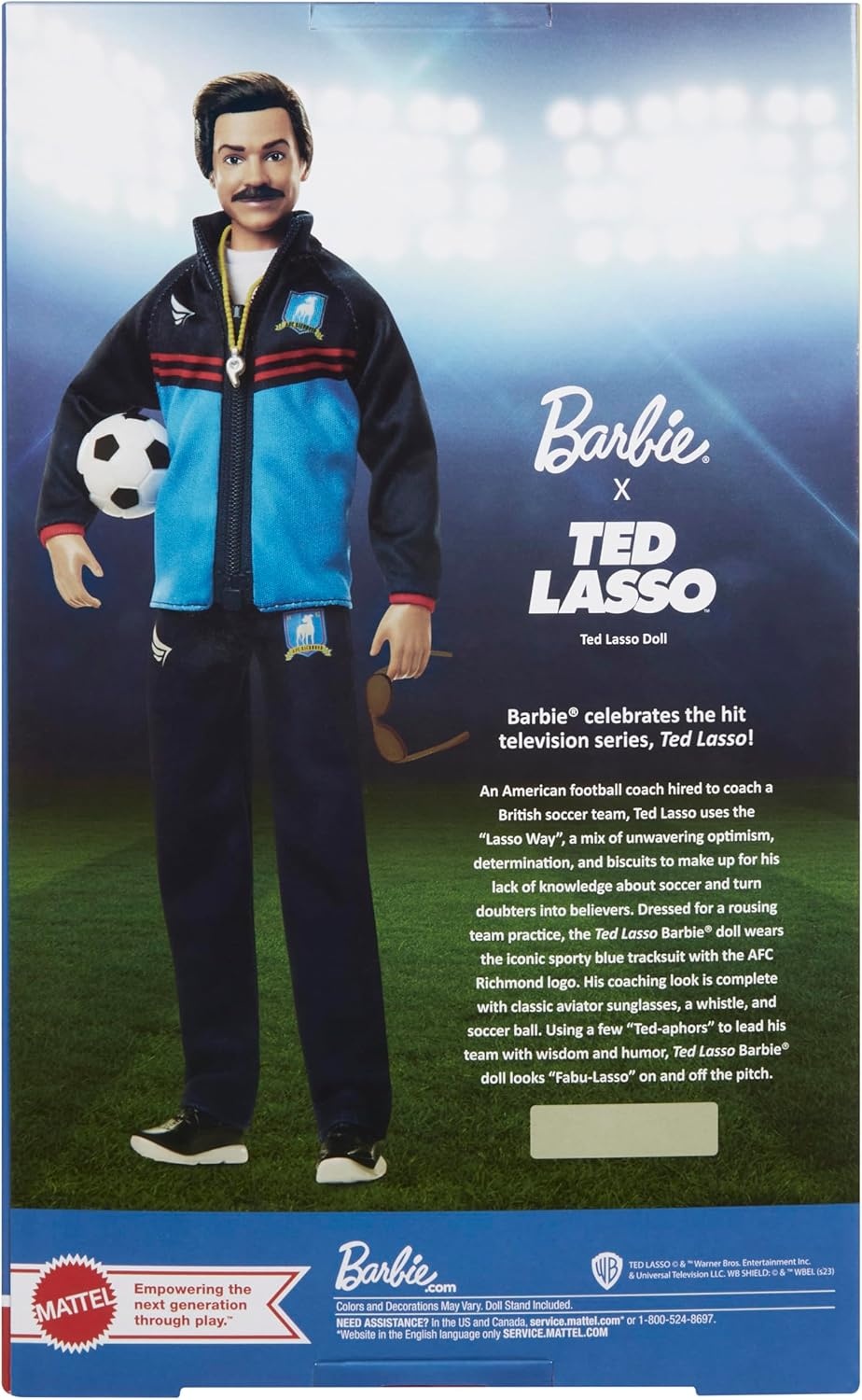 imageBarbie Signature Fashion Doll Ted Lasso Wearing Blue Tracksuit with AFC Richmond Logo Collectible in Displayable PackagingMulticoloured