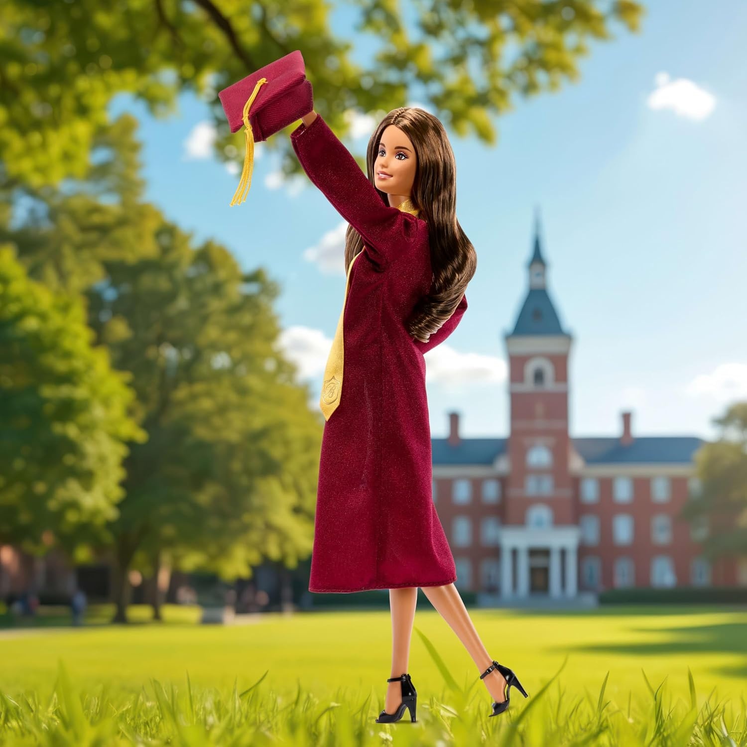 imageBarbie Signature Graduation Wishes Fashion Doll with Burgundy Robe amp Tassel Cap Collectible Toy in Giftable Packaging
