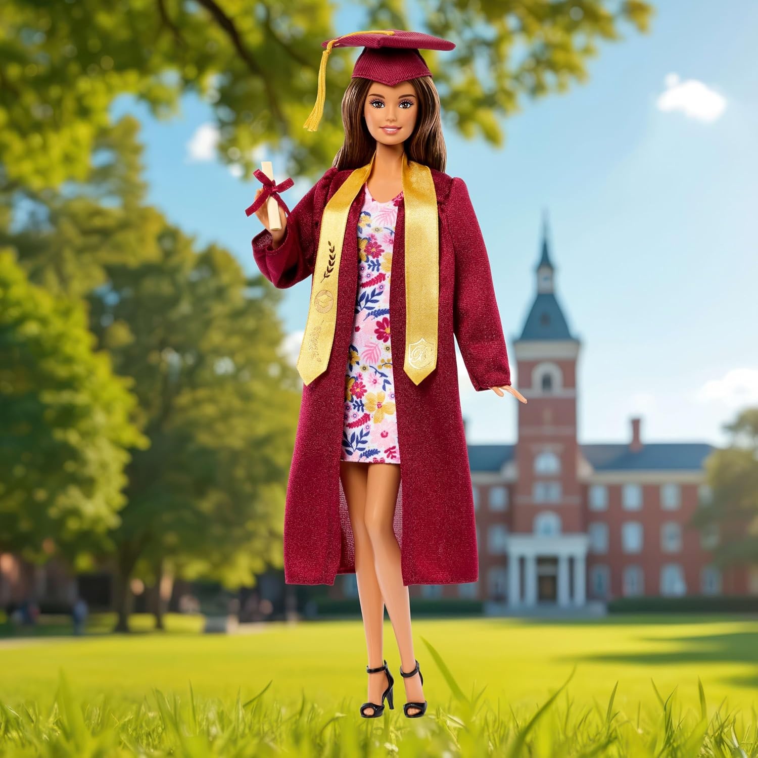 imageBarbie Signature Graduation Wishes Fashion Doll with Burgundy Robe amp Tassel Cap Collectible Toy in Giftable Packaging