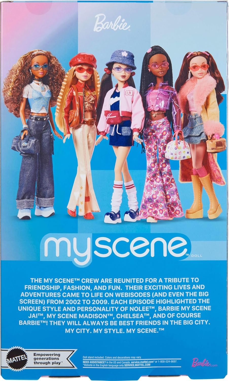 imageBarbie Signature My Scene Nolee Doll and Accessories Y2KInspired Outfit with Sporty Matching Set Cropped Jacket Leg Warmers and Doll Stand
