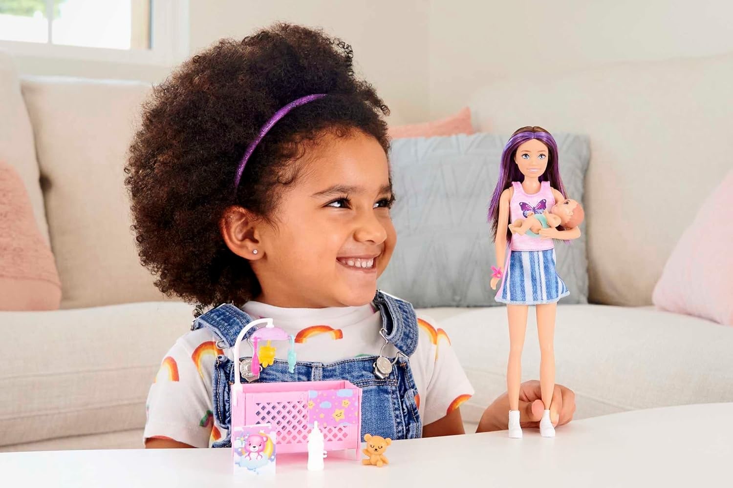 imageBarbie Skipper Babysitters Inc Crib Playset with Doll Baby Doll with Sleepy Eyes Furniture amp AccessoriesMulticolor