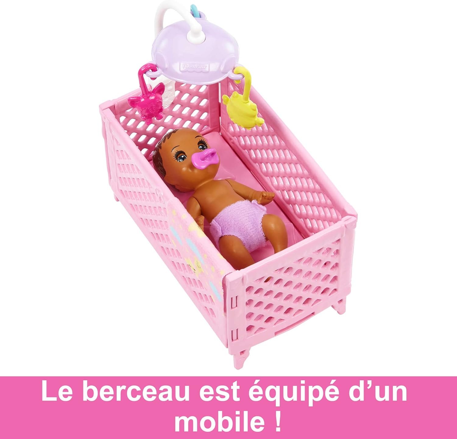 imageBarbie Skipper Babysitters Inc Crib Playset with Doll Baby Doll with Sleepy Eyes Furniture amp AccessoriesMulticolor