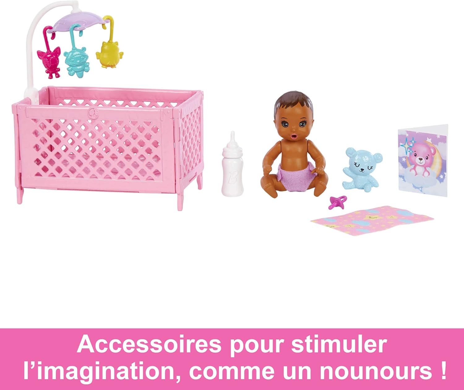 imageBarbie Skipper Babysitters Inc Crib Playset with Doll Baby Doll with Sleepy Eyes Furniture amp AccessoriesMulticolor