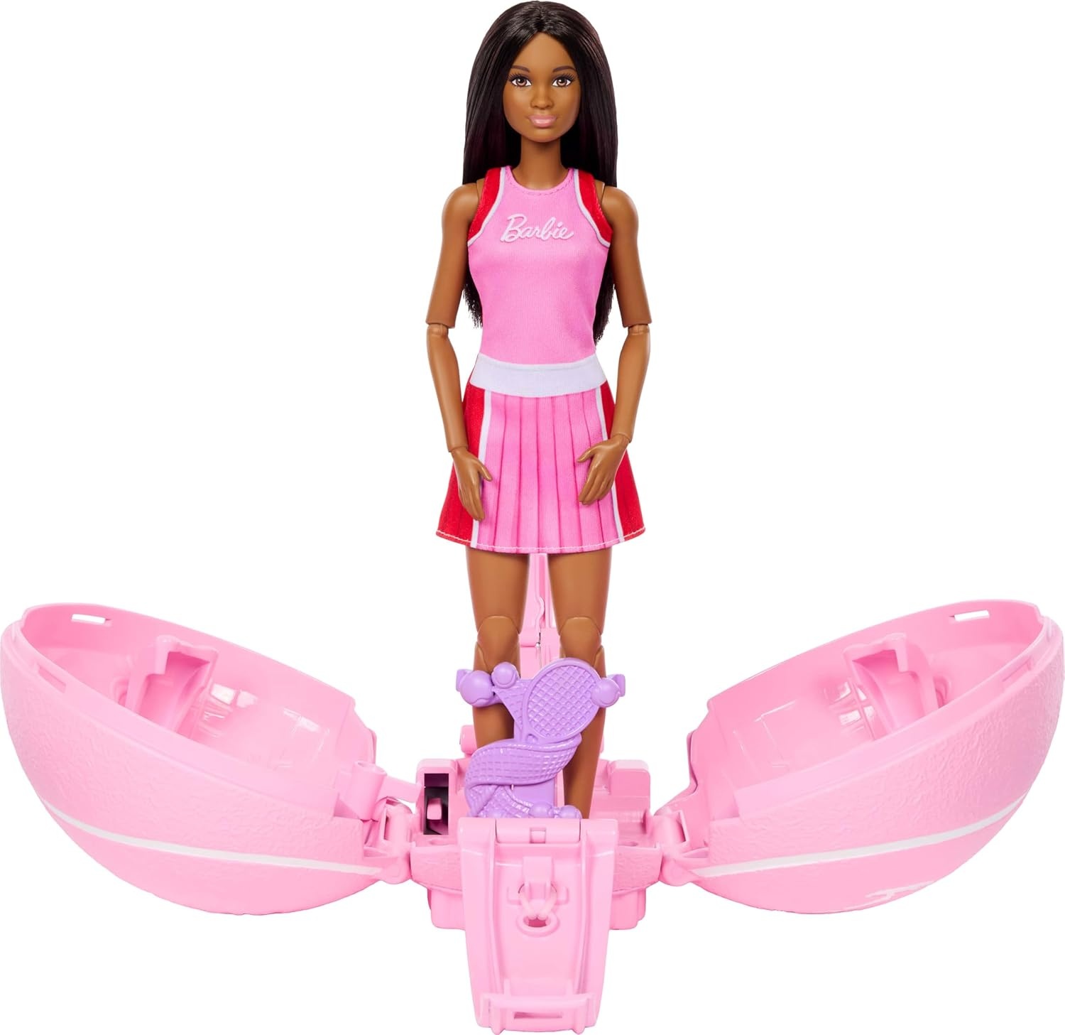 imageBarbie Team Roll and Reveal Soccer Player Doll and Accessories with Brunette Fashion Doll amp 8 Surprises and a Soccer Ball EncasementTennis Ball