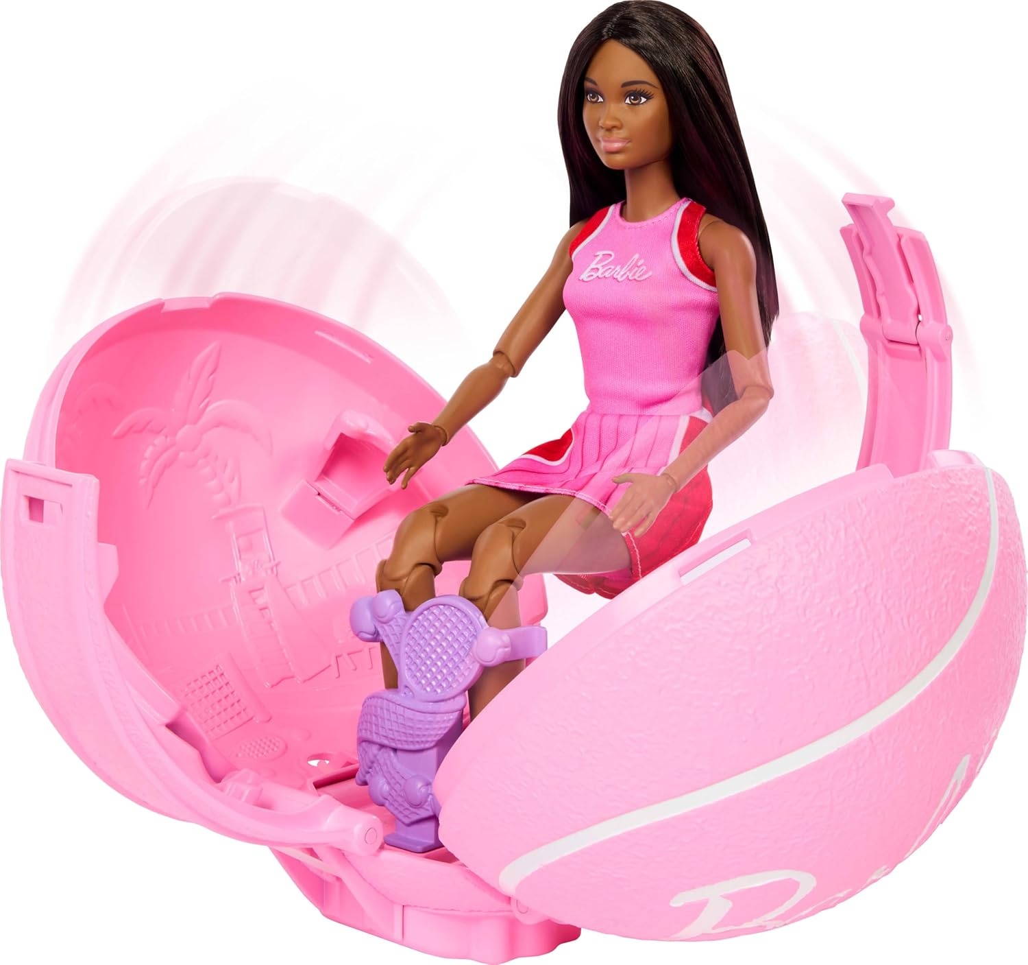 imageBarbie Team Roll and Reveal Soccer Player Doll and Accessories with Brunette Fashion Doll amp 8 Surprises and a Soccer Ball EncasementTennis Ball