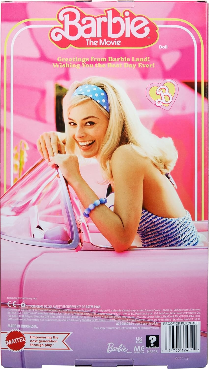 imageBarbie The Movie Doll Margot Robbie as Collectible Doll Wearing Blue Plaid Matching Set with Matching Hat amp JacketBlue
