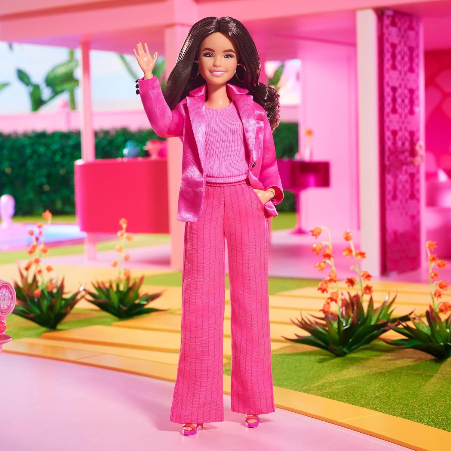 imageBarbie The Movie Doll Margot Robbie as Collectible Doll Wearing Blue Plaid Matching Set with Matching Hat amp JacketPink