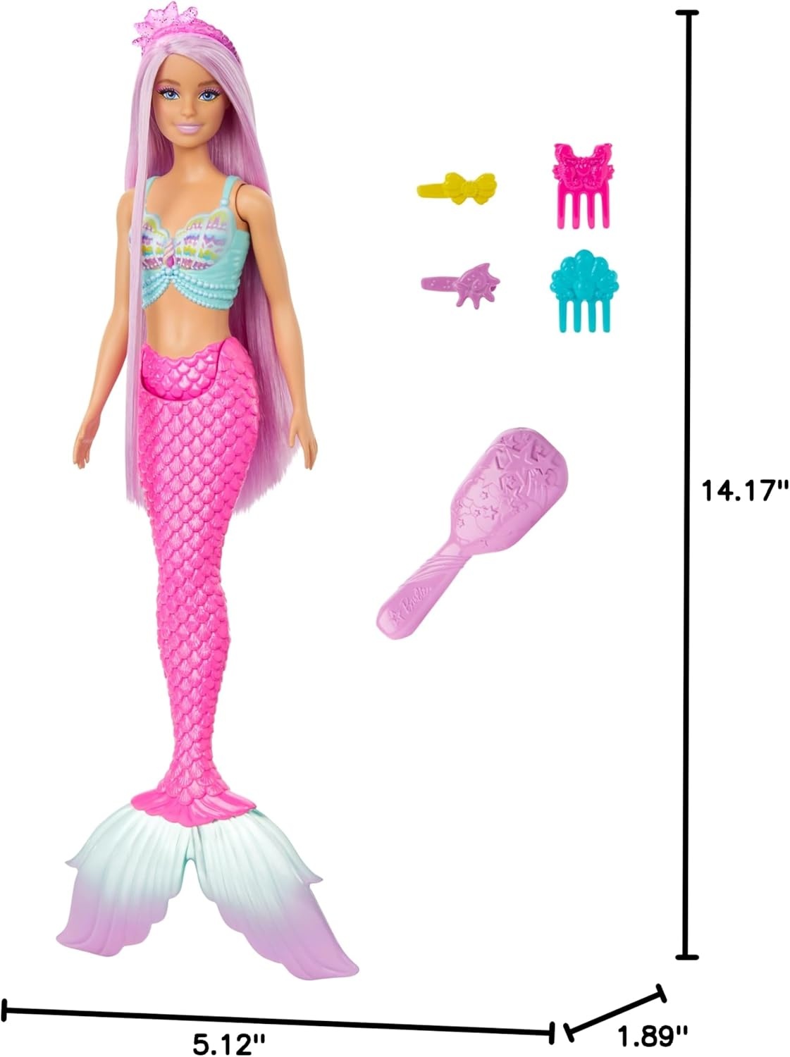 imageBarbie Unicorn Doll with 7InchLong Magenta Fantasy Hair amp Colorful Accessories for Styling Play Themed Headband amp TailMermaid
