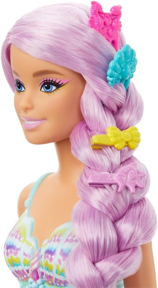 imageBarbie Unicorn Doll with 7InchLong Magenta Fantasy Hair amp Colorful Accessories for Styling Play Themed Headband amp TailMermaid